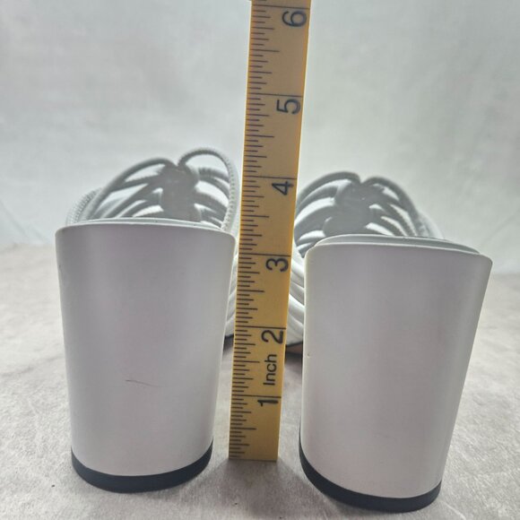 Rebecca Minkoff Block Heel Mule Sandal 7 White Dressy Strappy Open Toe Mule Shoe - Picture 5 of 11